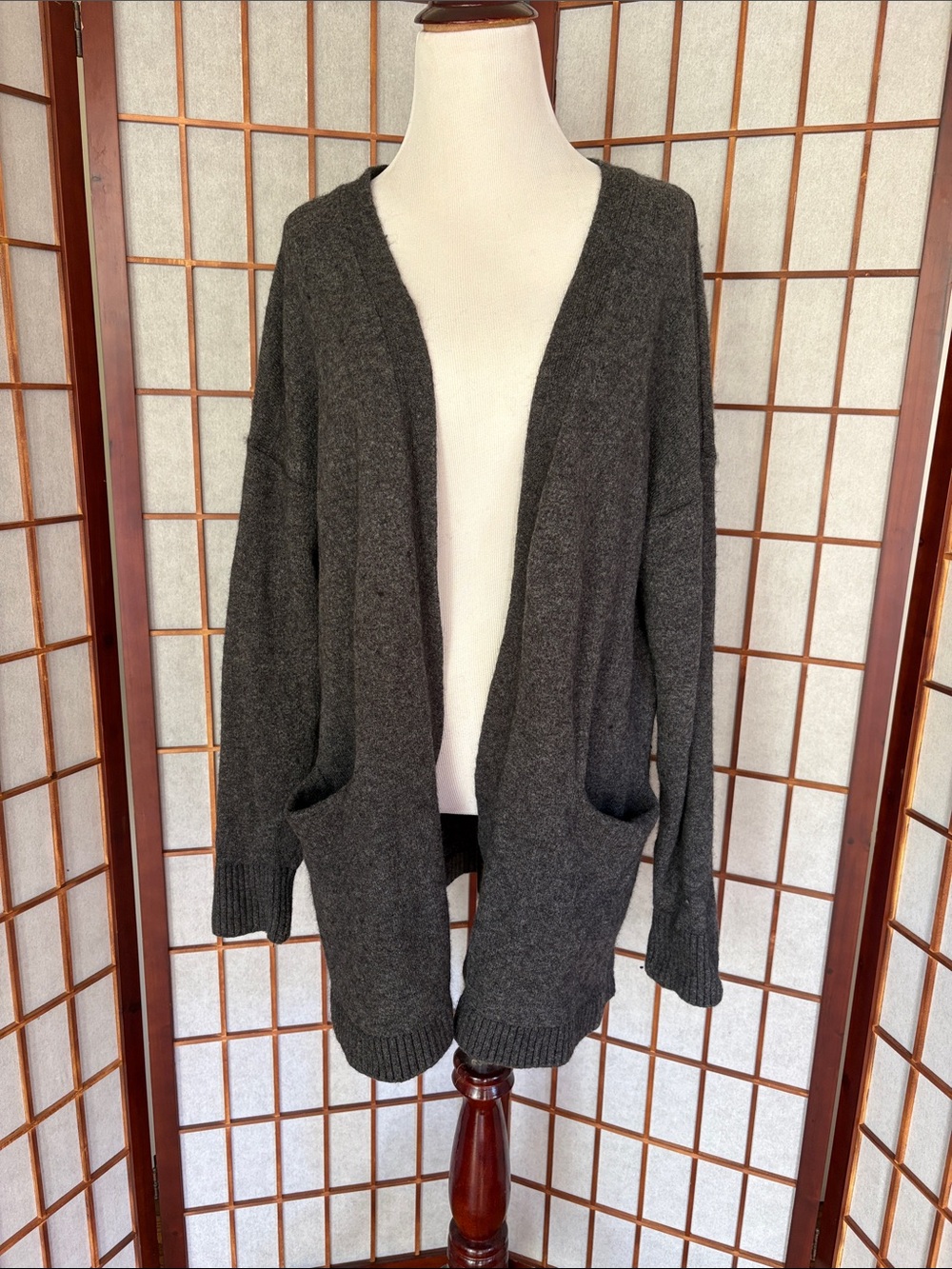 JCrew Charcoal Open Duster Sweater